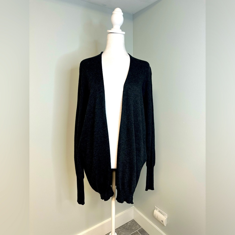 Laurie B. Anthropologie Gray Cotton Viscose Cashmere Open Cardigan Sz Small